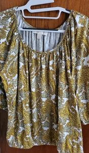 Michael kors paisley gold peasant top 1x